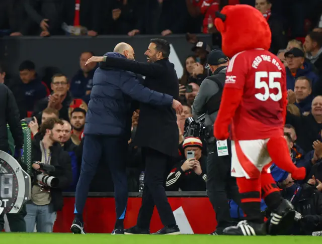 Chelsea manager Enzo Maresca and Manchester United interim manager Ruud van Nistelrooy before the match