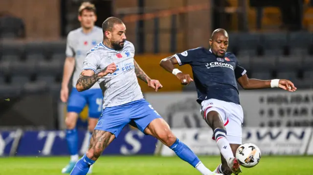 Kilmarnock's Kyle Vassell and Dundee's Mo Sylla