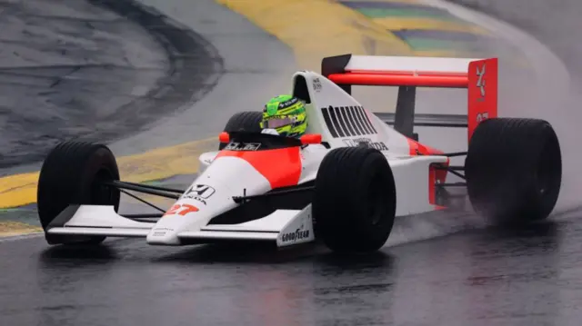 lewis hamilton driving Ayrton Senna's car