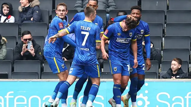 AFC Wimbledon celebrate goal