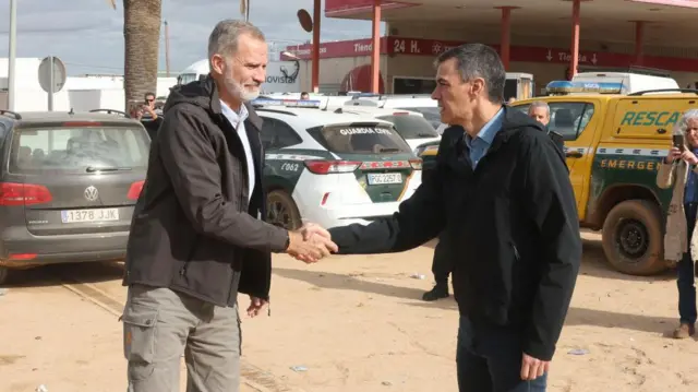 King Felipe and Pedro Sanchez shaking hands