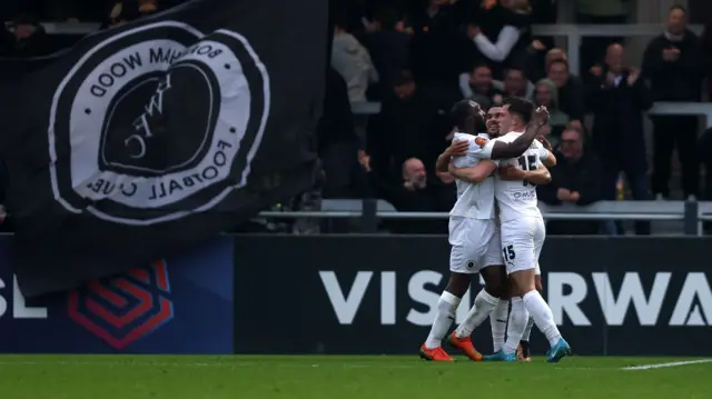 Boreham Wood celebrate scoring