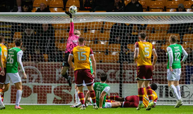 Hibs' Jordan Smith makes a save