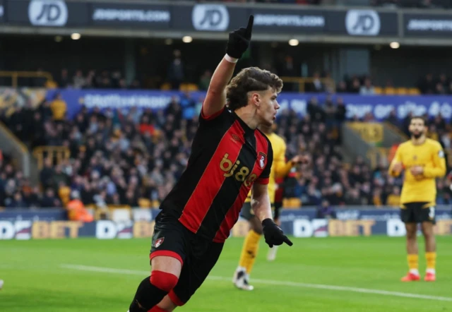 AFC Bournemouth's Milos Kerkez celebrates scoring their second goal