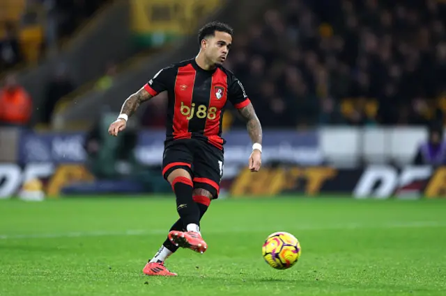 Justin Kluivert of AFC Bournemouth scores his team's fourth goal and his hat-trick goal