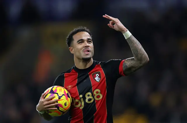 Justin Kluivert of AFC Bournemouth celebrates scoring his team's fourth goal.