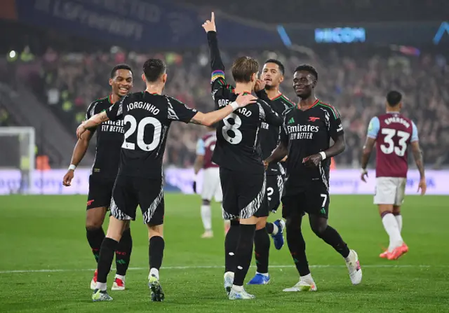 : Martin Odegaard of Arsenal celebrates scoring