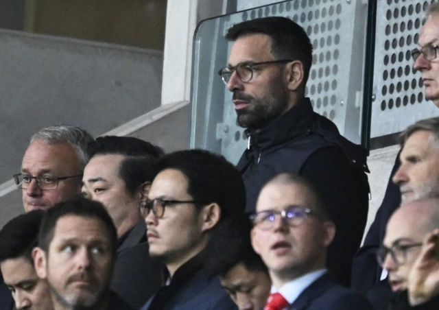 New Leicester City manager Ruud van Nistelrooy in the stands