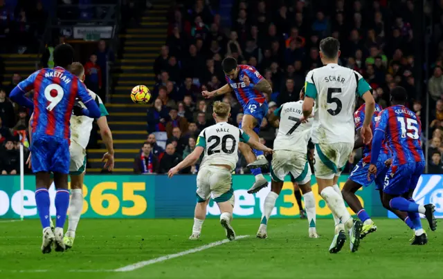 Crystal Palace's Daniel Munoz scores their first goal.