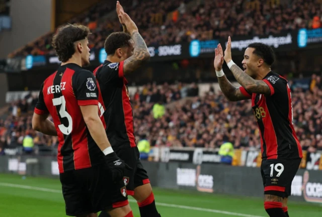 AFC Bournemouth's Justin Kluivert celebrates