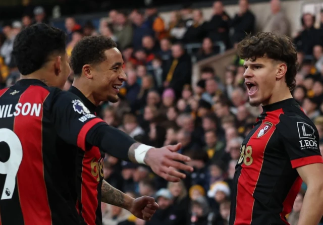 AFC Bournemouth's Milos Kerkez celebrates scoring their second goal