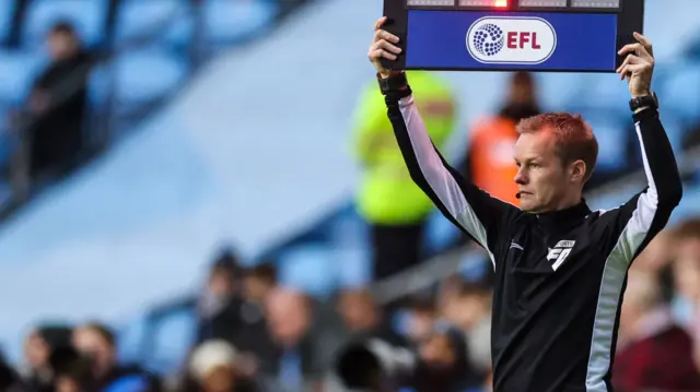 Fourth official puts the board up at Coventry v Cardiff