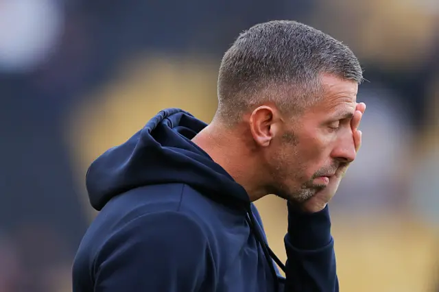 Gary O'Neil, manager of Wolverhampton Wanderers, looks dejected