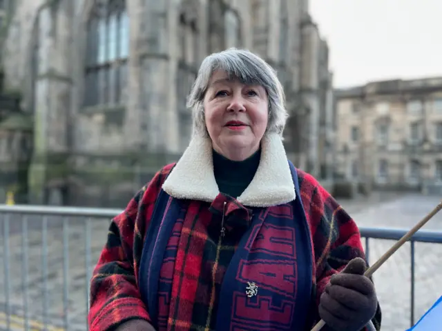 Joan Main from Edinburgh outside St Giles' Cathedral