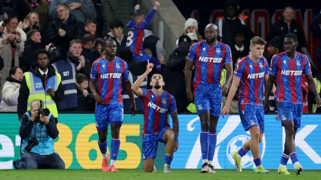 Crystal Palace's Daniel Munoz celebrates scoring their first goal.