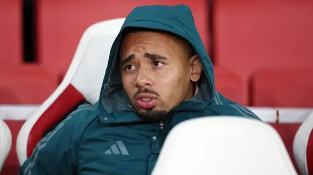 Gabriel Jesus of Arsenal on the bench