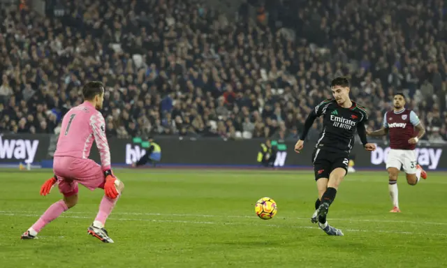 Arsenal's Kai Havertz scores their fourth goal.