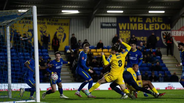 Josh Rees scores Dagenham & Redbridge's late winner