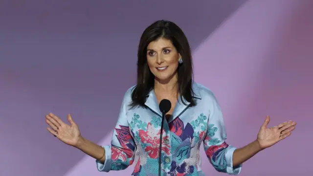 Nikki Haley speaking on stage