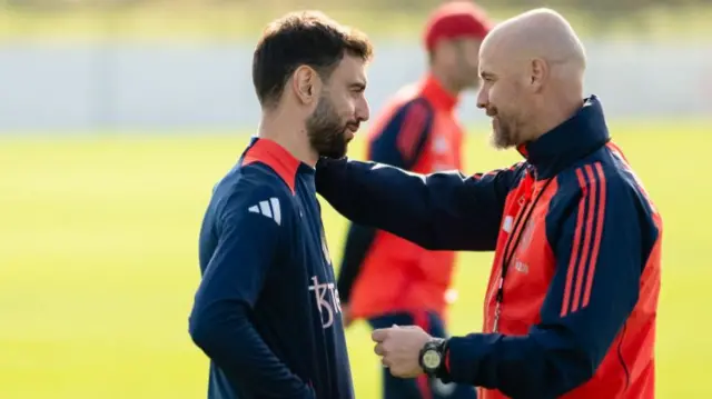 Bruno Fernandes and Erik ten Hag