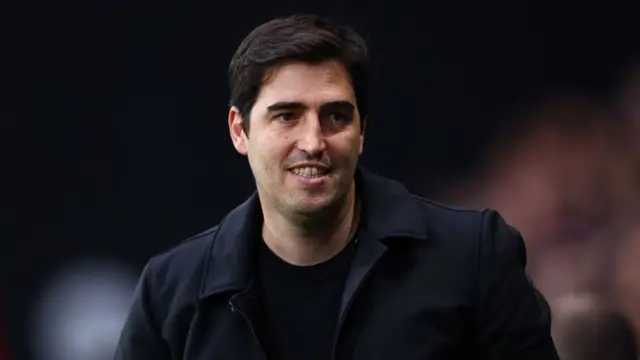 Andoni Iraola, manager of Bournemouth, looks on