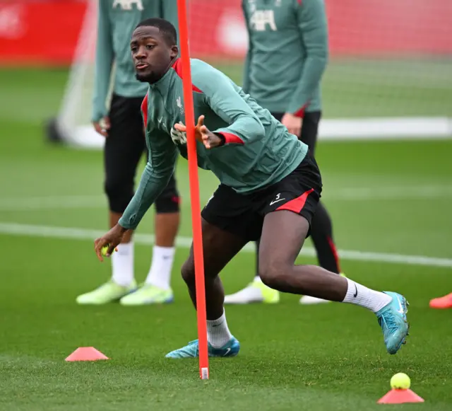 Liverpool defender Ibrahima Konate in training