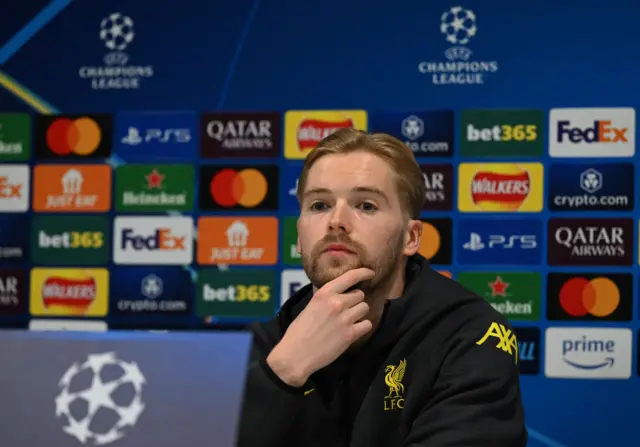 Caoimhin Kelleher of Liverpool during the Press Conference