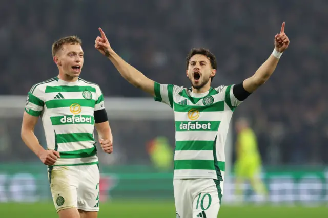 Kuhn celebrates his equaliser for Celtic