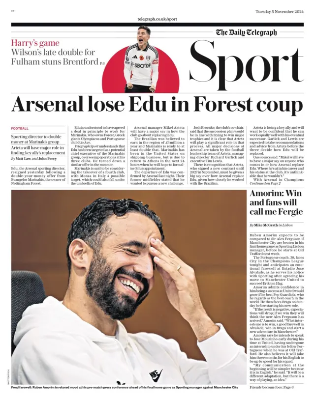 Telegraph sport page