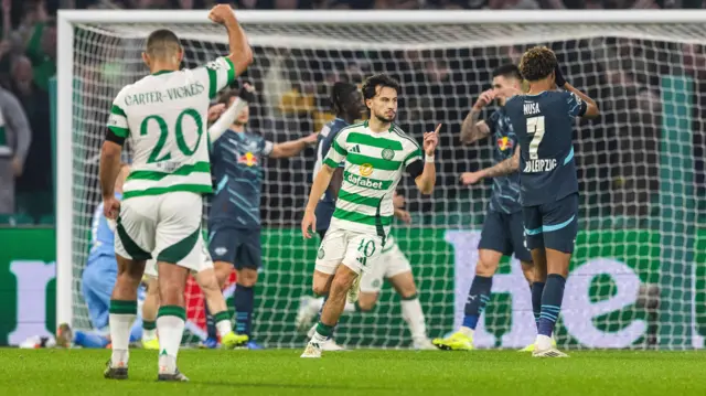 Nicolas Kuhn celebrates against RB Leipzig