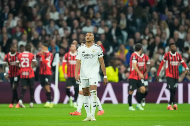 Mbappe looks to the sky after Milan's opener