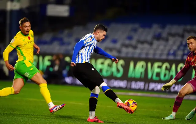 Josh Windass opens the scoring for Sheffield Wednesday against Norwich