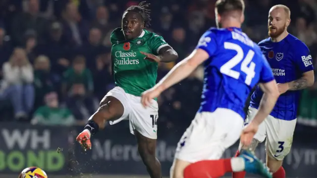 Michael Obafemi scores the winner for Plymouth