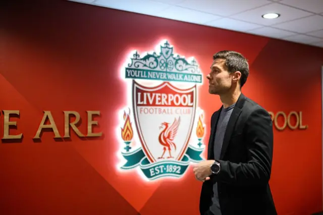 Xabi Alonso in the Anfield tunnel