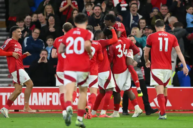 Nottingham Forest players celebrating