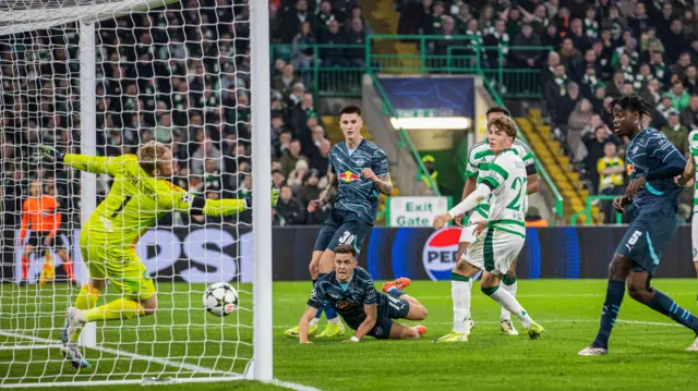 Christoph Baumgartner scores at Celtic Park