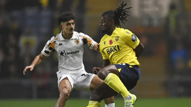 Oxford's Greg Leigh on the ball against Hull