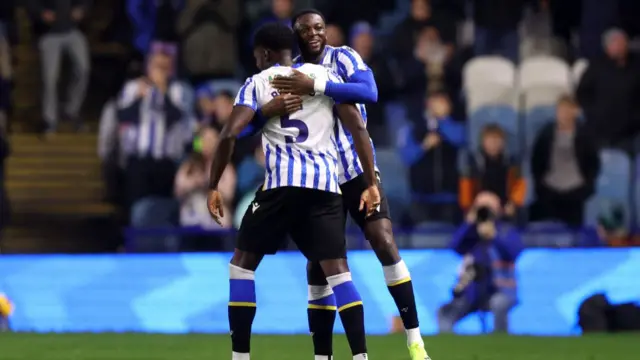 Dominic Iorfa celebrates putting Sheffield Wednesday 2-0 up against Norwich