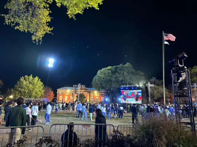 Supporters leave a watch party