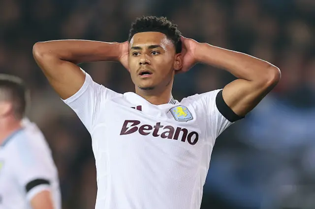 Ollie Watkins of Aston Villa reacts