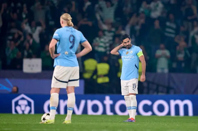 Erling Haaland and Ilkay Gundogan with heads down