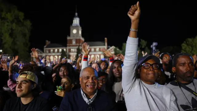 Harris supporters attend a watch party at Howard