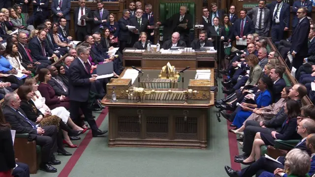 Labour frontbench on the left and the Conservative frontbench on the right