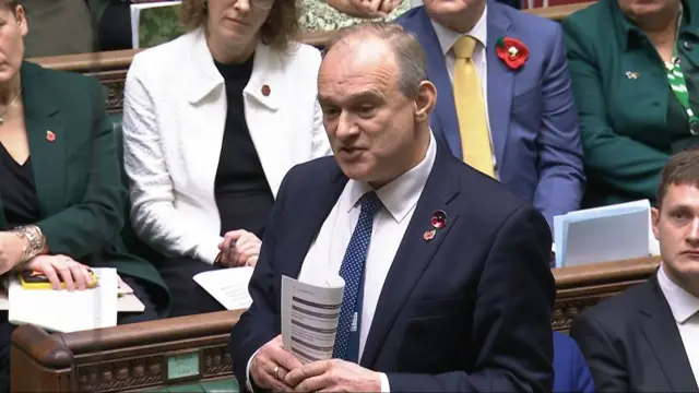 Ed Davey asking a question during Prime Minister's Questions