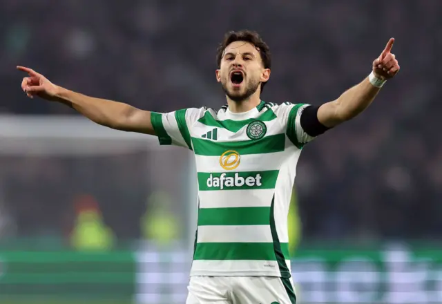 Nicolas Kuhn of Celtic celebrates