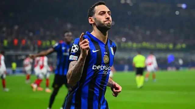 : Hakan Calhanoglu of FC Internazionale celebrates