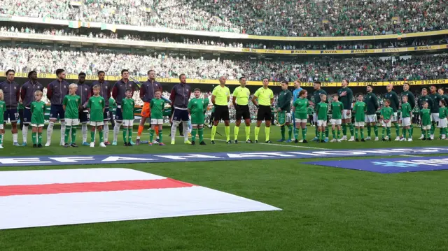 England and Republic of Ireland players before Nations League fixture