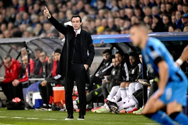 Unai Emery gestures on the touchline