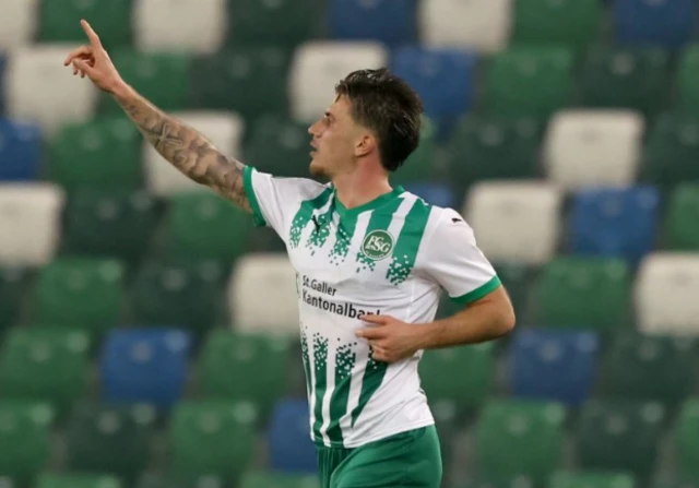 St. Gallen's Hugo Vandermersch celebrates