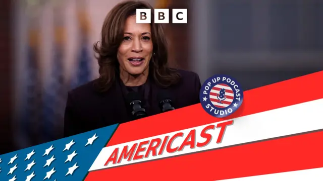 Americast logo with an image of Kamala Harris